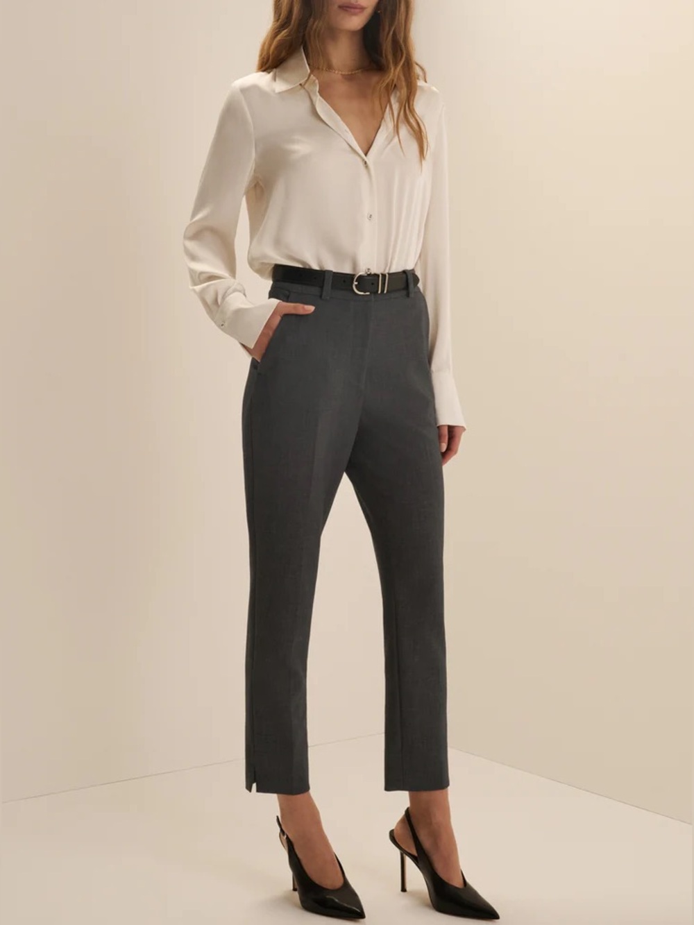Favorite Daughter The Favorite Cigarette Pant in Grey Suiting